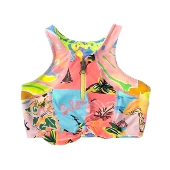 Maaji Sleeveless Girls Bikini Top Sporty Design Crew Neck Moderate Coverage - Picture 1 of 5